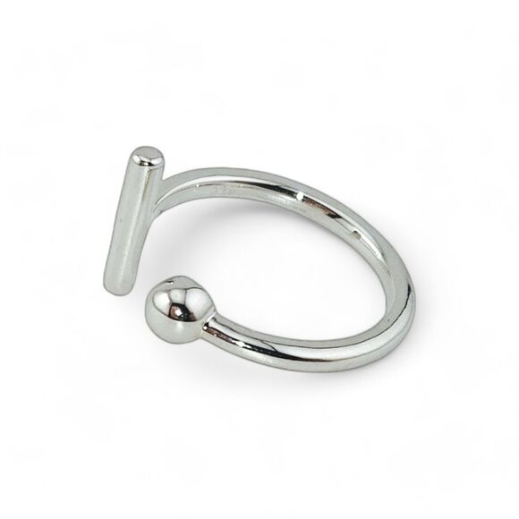 Sterling Silver Jewelry - Sterling Silver 925 Bar & Ball Ring